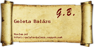 Geleta Balázs névjegykártya