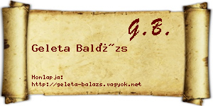Geleta Balázs névjegykártya